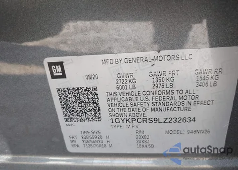 2020 Cadillac Xt6 Fwd Premium Luxury from USA, damaged, VIN 1GYKPCRS9LZ232634